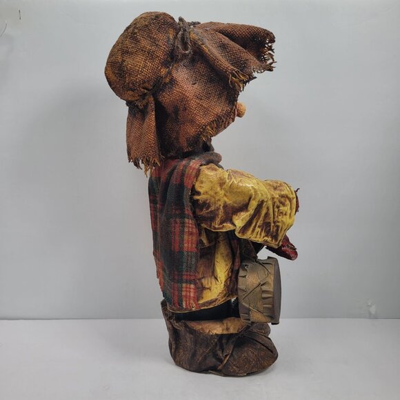 Vintage Paper Mache Handcrafted Christmas Caroler Doll With Hat & Scarf - Picture 2 of 7